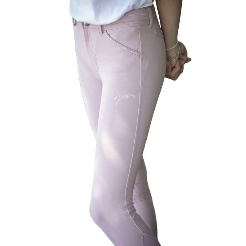 Eden by Pénélope - Pantalon d'équitation fille Élégance rose poudré | - Ohlala