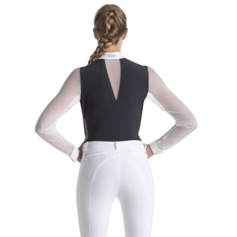 Ego7 - Polo de concours manches longues femme Rita marine et blanc | - Ohlala