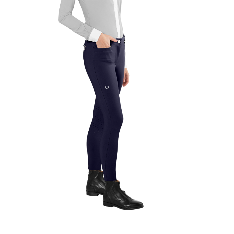 Culotte D'équitation Equiline Zone G - Patch Genou - Bleu Marine - IT 40