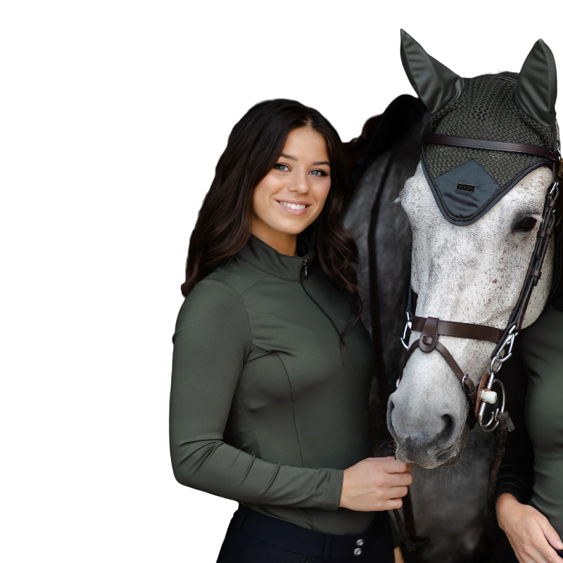 Equestrian Stockholm - Bonnet pour chevaux Modern Avenue Green vert armé | - Ohlala