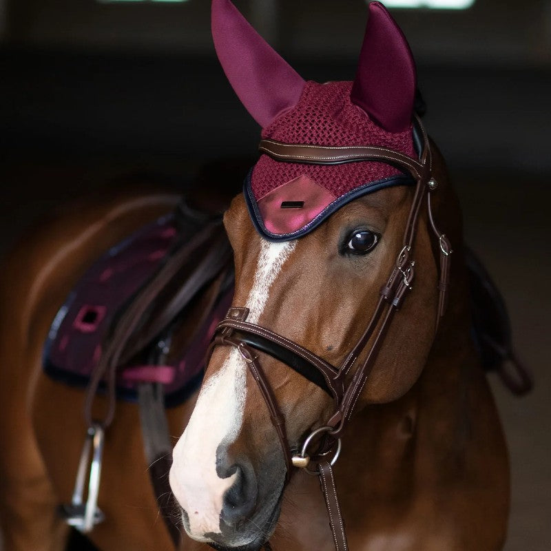 Equestrian Stockholm - Bonnet pour chevaux Twill Luxe rouge foncé