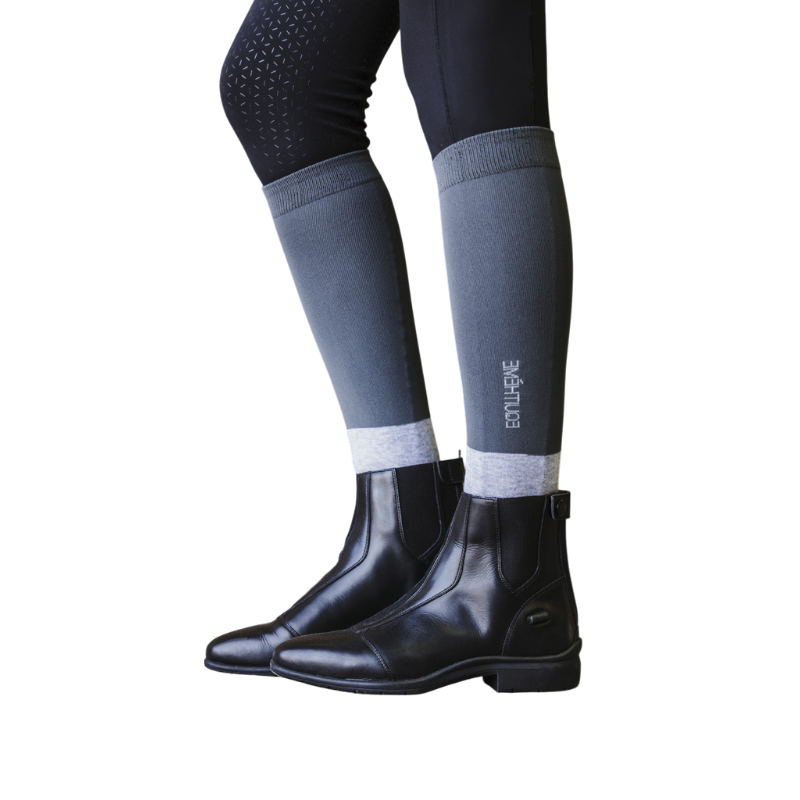 Equithème - Chaussettes d'équitation Compet anthracite/ gris clair (x1) | - Ohlala