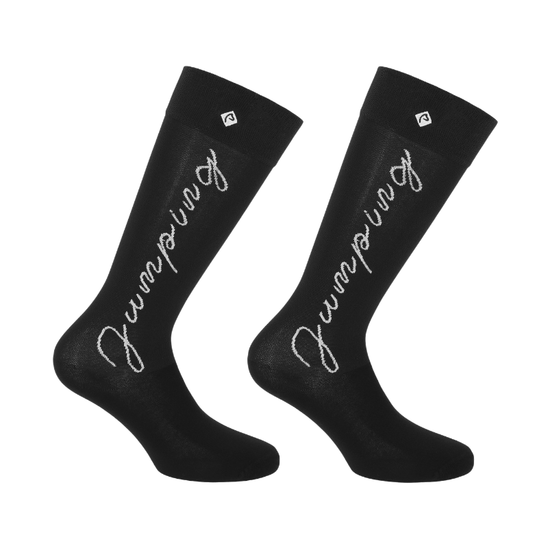 Equithème - Chaussettes d'équitation Jump noir/ argent (x1)