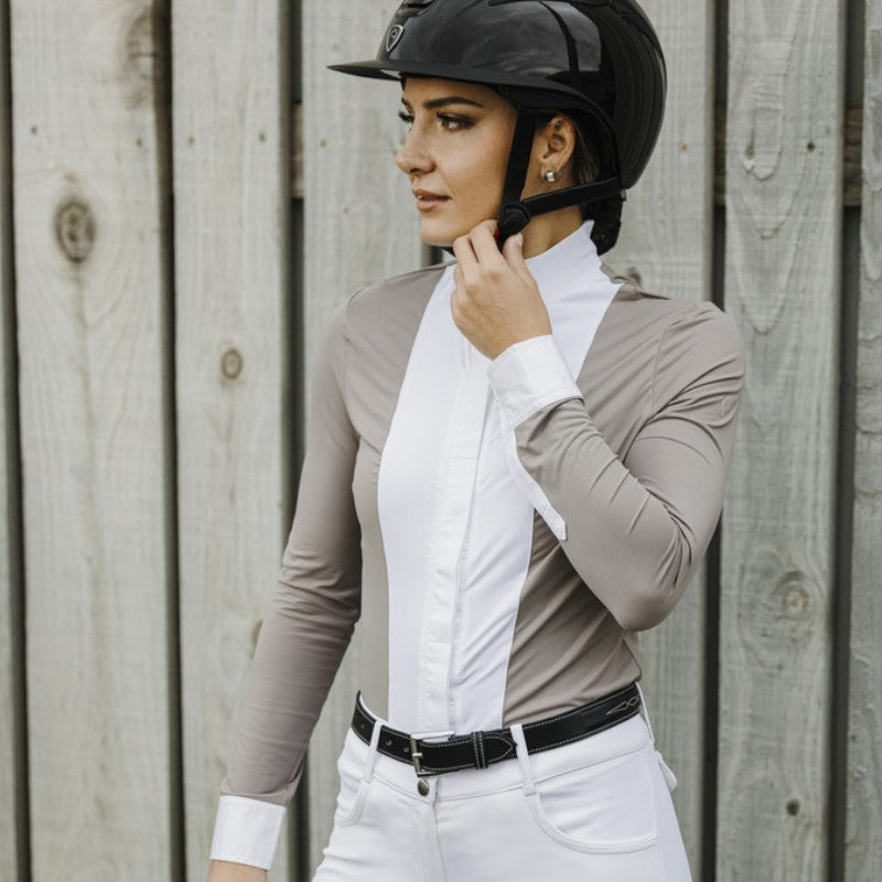 Equithème - Chemise manches longues femme Julie taupe