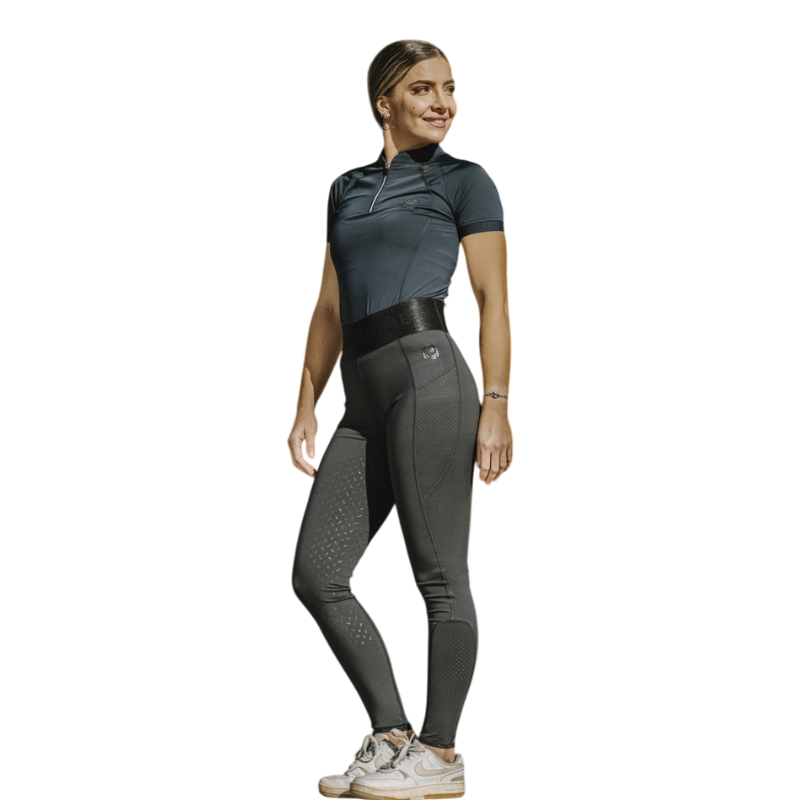 Equithème - Legging d'équitation femme Iris Je t'aime gris foncé