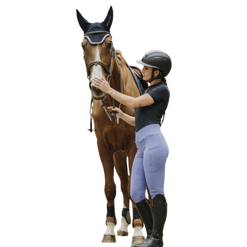 Equithème - Legging d'équitation femme Flora Je t'aime violet