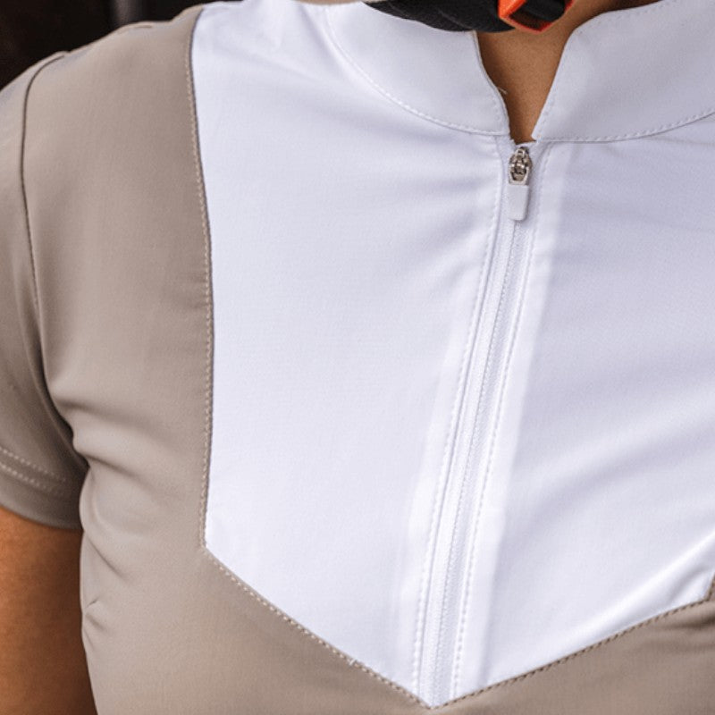 Equithème - Polo manches courtes femme Tokyo taupe | - Ohlala