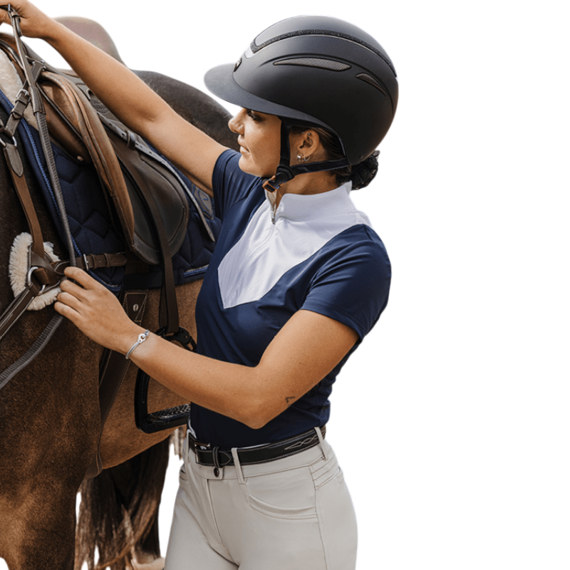 Equithème - Polo manches courtes femme Tokyo marine | - Ohlala