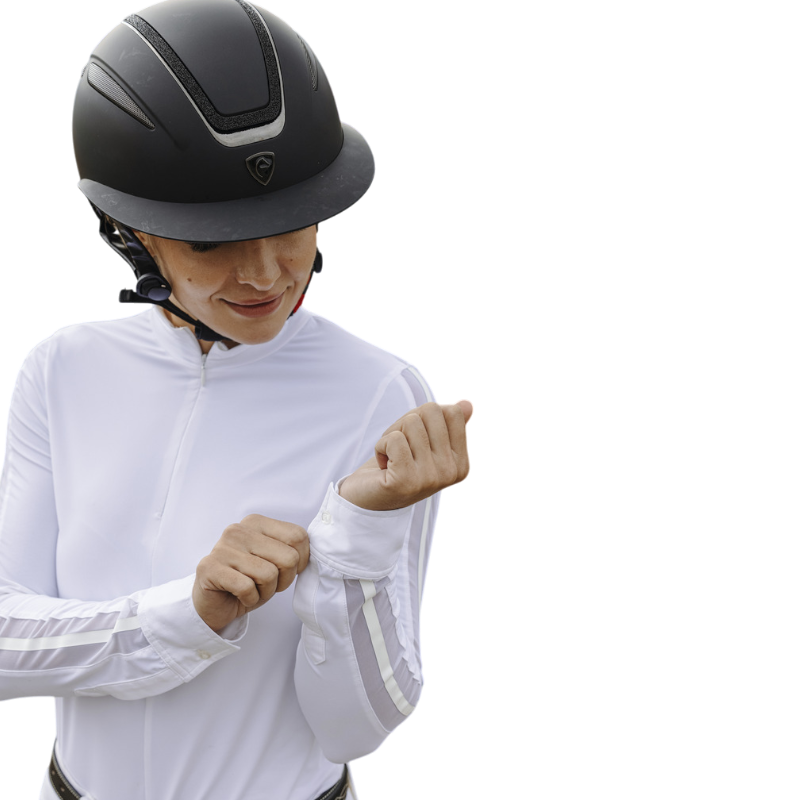 Equithème - Polo manches longues femme Estoril blanc | - Ohlala