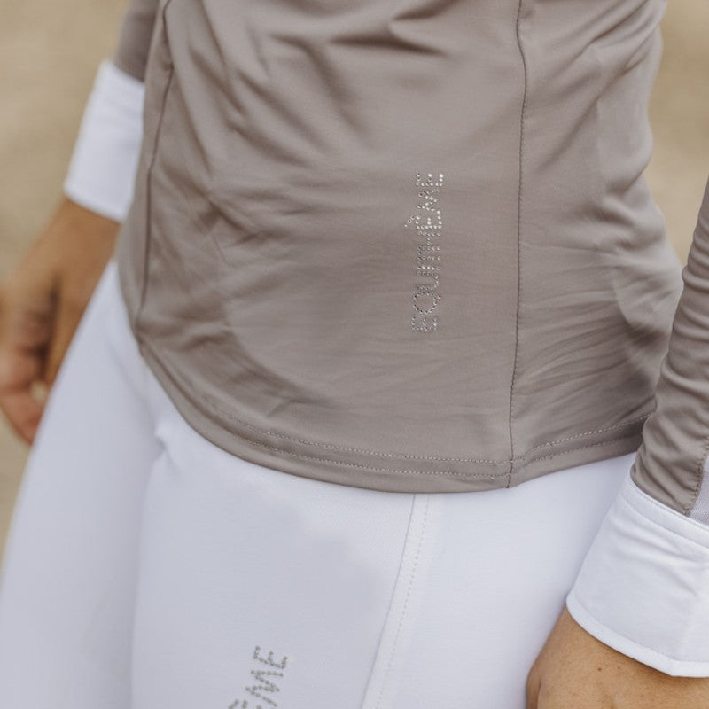 Equithème - Polo manches longues femme Estoril taupe | - Ohlala