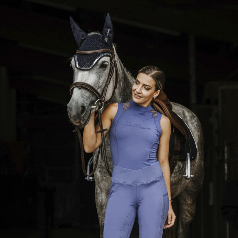 Equithème - Polo sans manches femme Alba Je t'aime violet