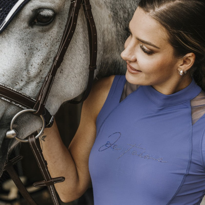 Equithème - Polo sans manches femme Alba Je t'aime violet