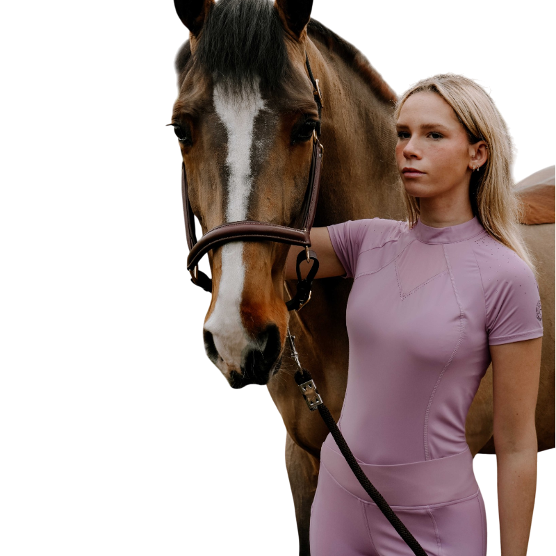 Equithème - Poloshirt Korte Mouwen Dames Claudia Je t'aime Zwart