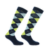 Equithème - Chaussettes d'équitation Argyle marine/ jaune