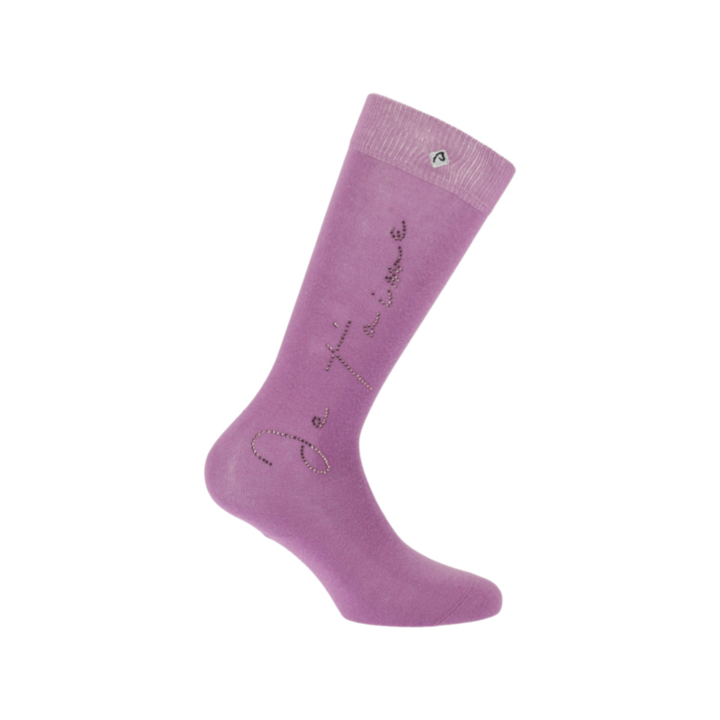 Equithème - Chaussettes d'équitation Cassis Je t'aime lilas