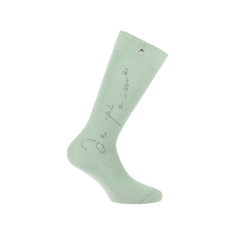 Equithème - Chaussettes d'équitation Cassis Je t'aime vert clair