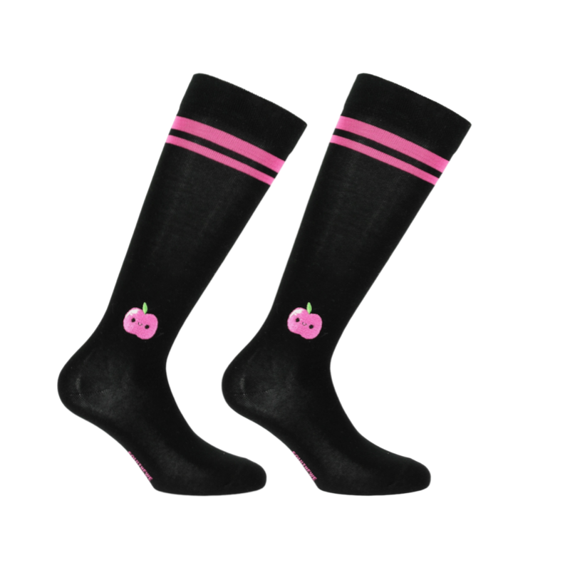 Equithème - Chaussettes d'équitation Nikita noir/ rose
