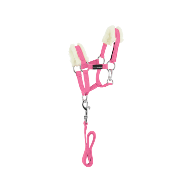 Equithème - Ensemble licol + longe pour mini poney rose