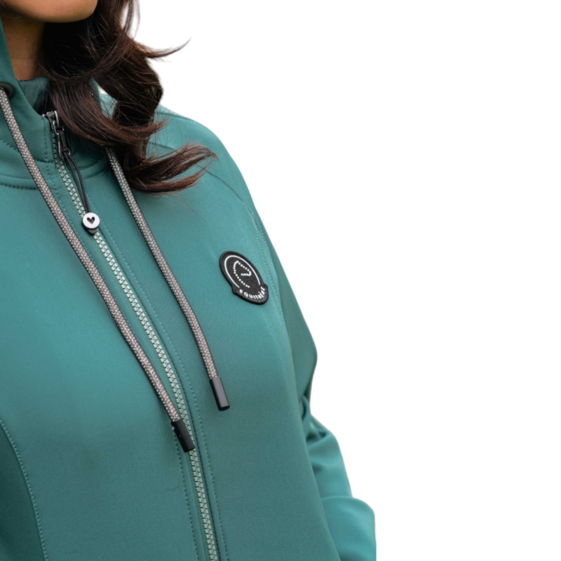 Equithème - Veste softshell manches longues femmes Je T'aime EK-Victoria bleu canard