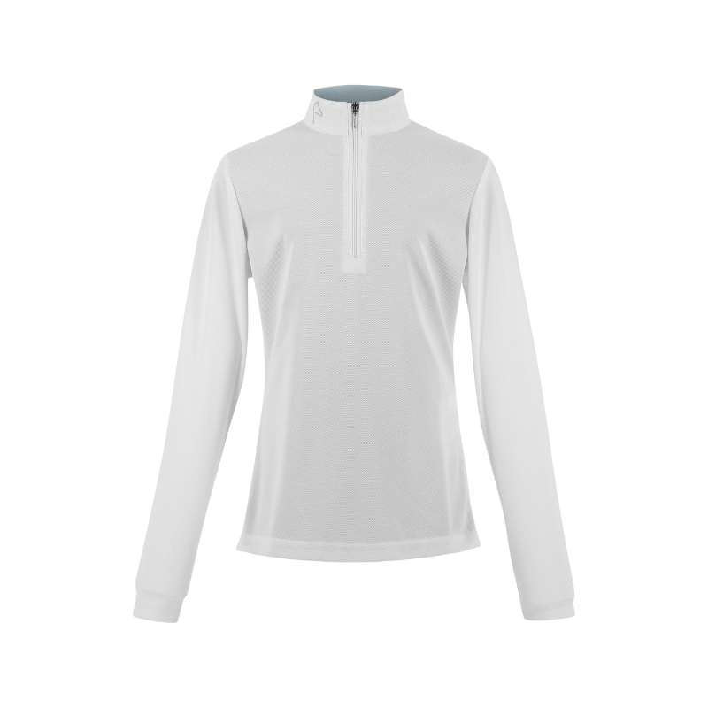 Equithème - Polo de concours manches longues mesh enfant Buffy blanc | - Ohlala