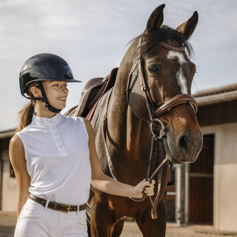 Equithème - Polo de concours sans manches mesh femme Molly blanc | - Ohlala