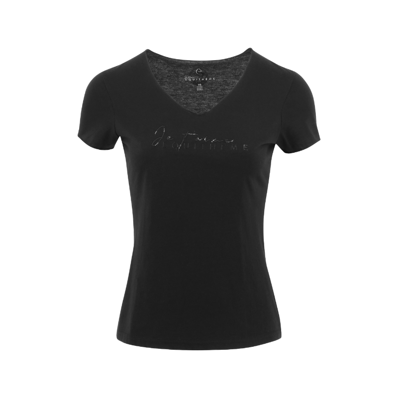 Equithème - T-shirt manches courtes femme Rehane édition "Je t'aime" noir | - Ohlala