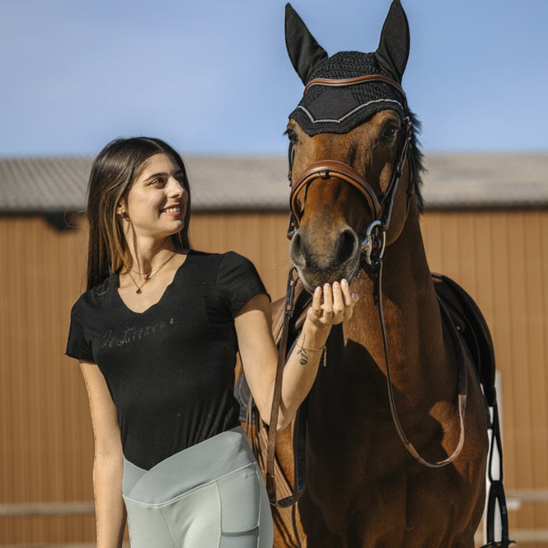 Equithème - T-shirt manches courtes femme Rehane édition "Je t'aime" noir | - Ohlala