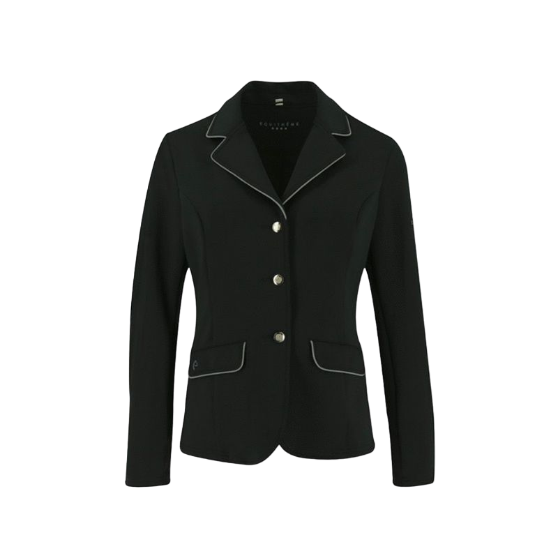 Equithème - Veste de concours Soft Classic Homme noir/ passepoil gris