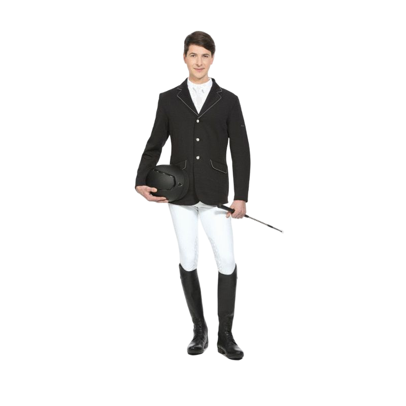 Equithème - Veste de concours Soft Classic Homme noir/ passepoil gris