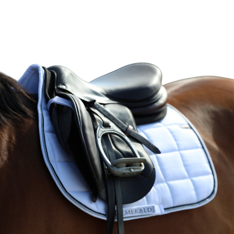 Bucas - Tapis de selle Emerald blanc/ stripe