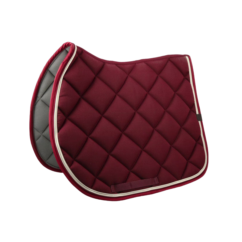 Tapis De Selle Western Carré 30x30 - Fond Polaire Bordeaux Et Cuir Noir