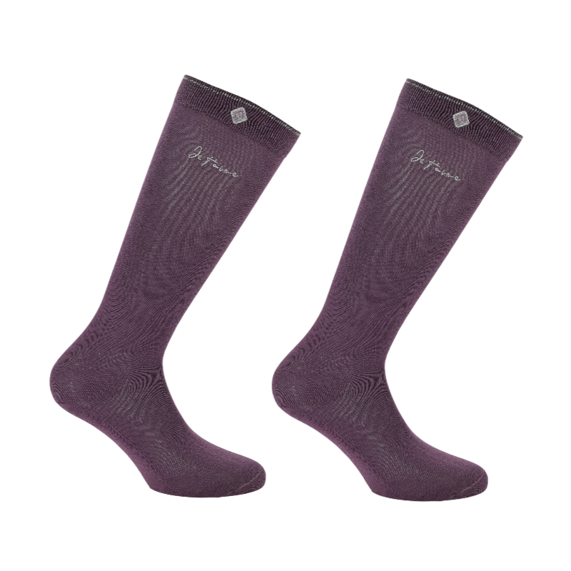 Equithème - Chaussette d'équitation Rose Je t'aime lilas | - Ohlala