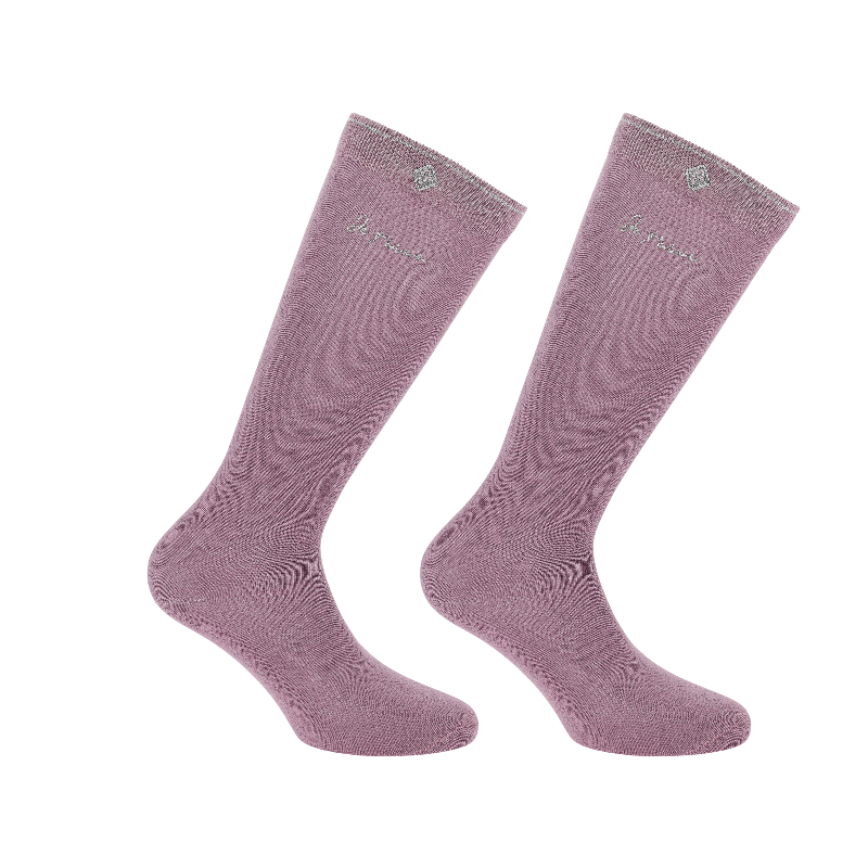 Equithème - Chaussette d'équitation Rose Je t'aime mauve | - Ohlala