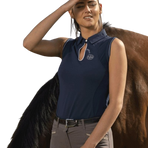 Equithème - Mouwloos poloshirt dames Sarah marine | - Ohlala