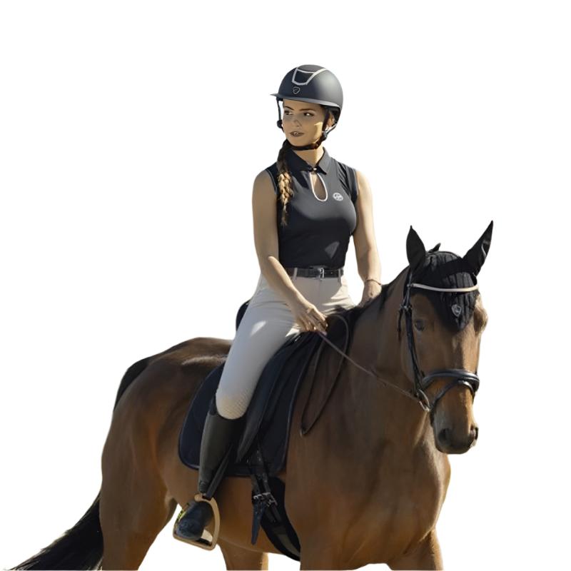 Equithème - Polo sans manches femme Sarah noir | - Ohlala