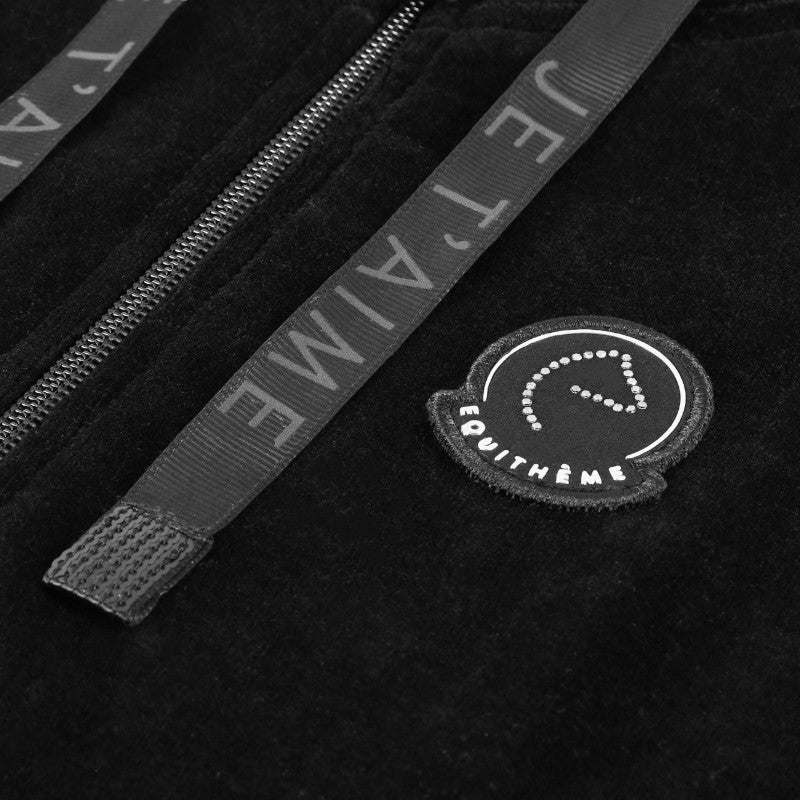 Equithème - Sweat zippé manches longues enfant Je t'aime Coline noir