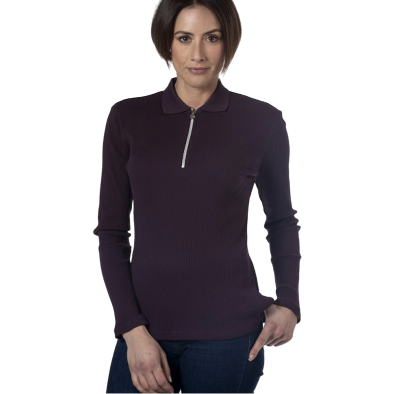 Flags & Cup - Polo manches longues femme Rib Tolsona mure | - Ohlala