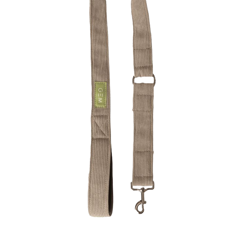 GEM - Laisse pour chien en velours côtelé kaki | - Ohlala