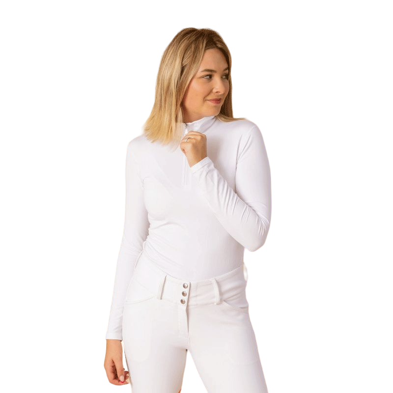 Chemise D'équitation Riding Sport – Femme XXL, Blanche, Manches Longues