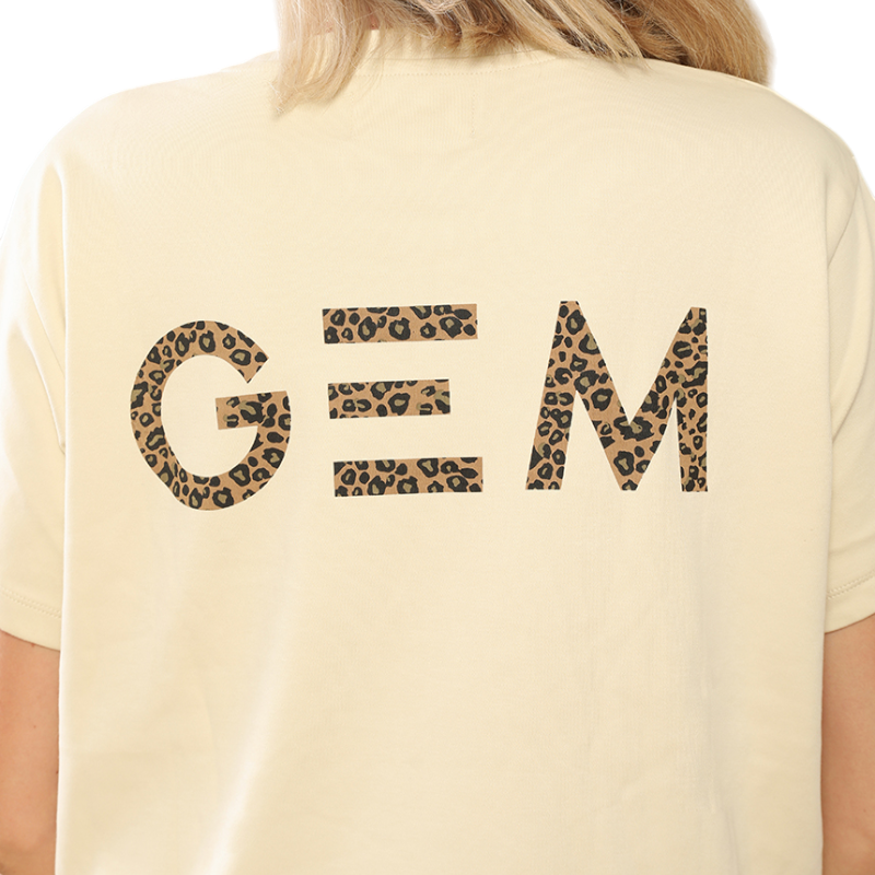 GEM - T-shirt manches courtes femme Eclair beige/ léopard