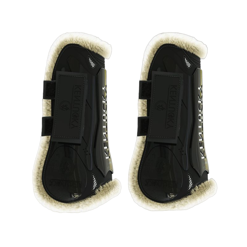 Kentucky Horsewear - Guêtres ouvertes velcro mouton vegan noir | - Ohlala