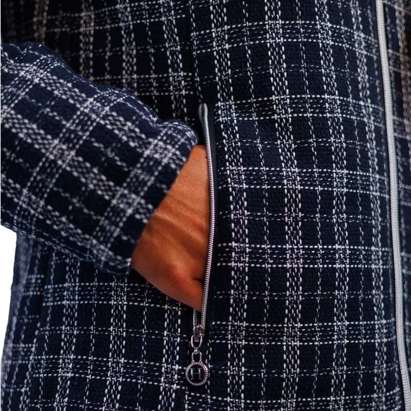 Harcour - Doudoune femme Jewel tweed marine/ blanc | - Ohlala