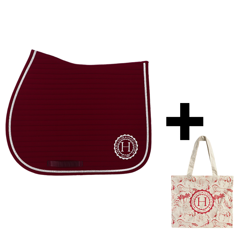 Harcour - Pack tapis de selle Karembar aubergine + tote bag Galia rose | - Ohlala