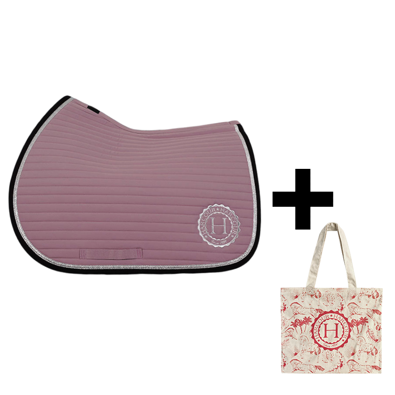 Harcour - Pack tapis de selle Karembar parme + tote bag Galia rose | - Ohlala