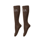 Harcour - Chaussettes d'équitation Happy à pailettes cacao (x2)