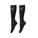 Harcour - Chaussettes d'équitation Happy à pailettes noir (x2)