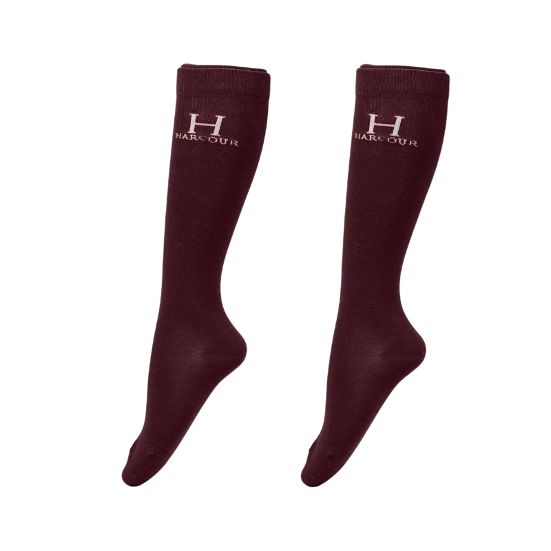 Harcour - Chaussettes d'équitation Badminton aubergine