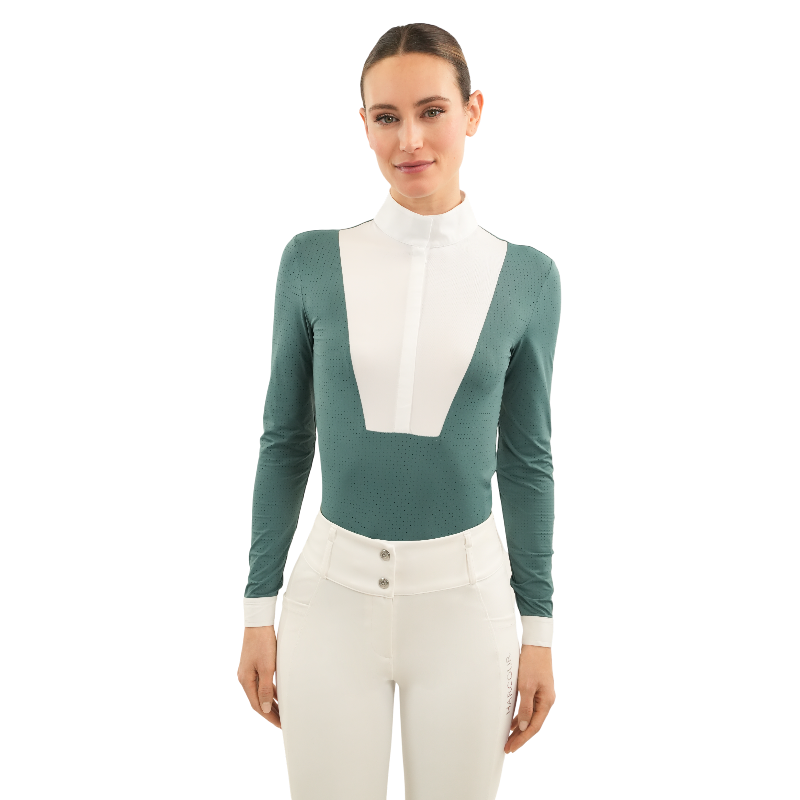Harcour - Polo de concours manches longues femme Coco bleu canard | - Ohlala