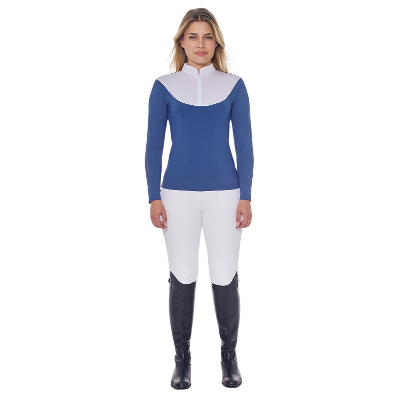 Harcour - Polo de concours manches longues femme Pannie steel blue | - Ohlala
