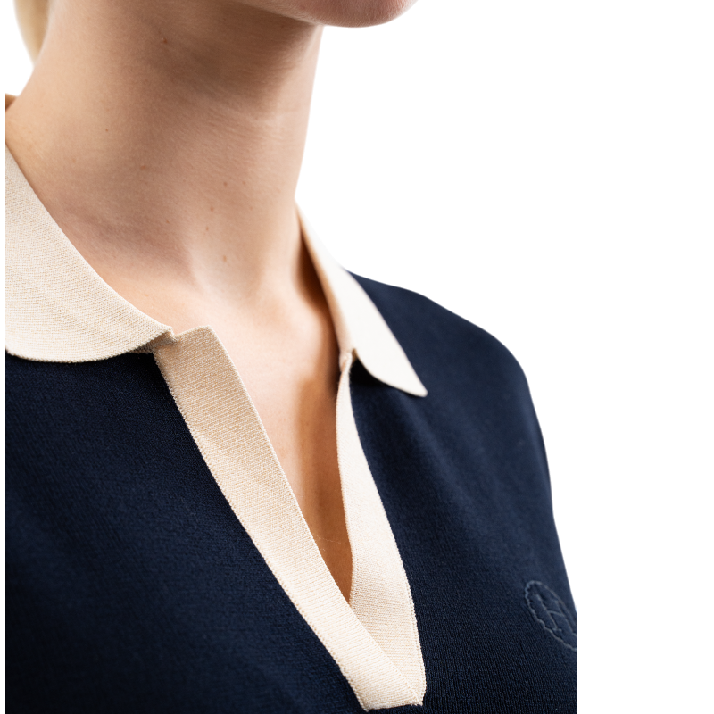 Harcour - Polo manches courtes femme Peach marine | - Ohlala